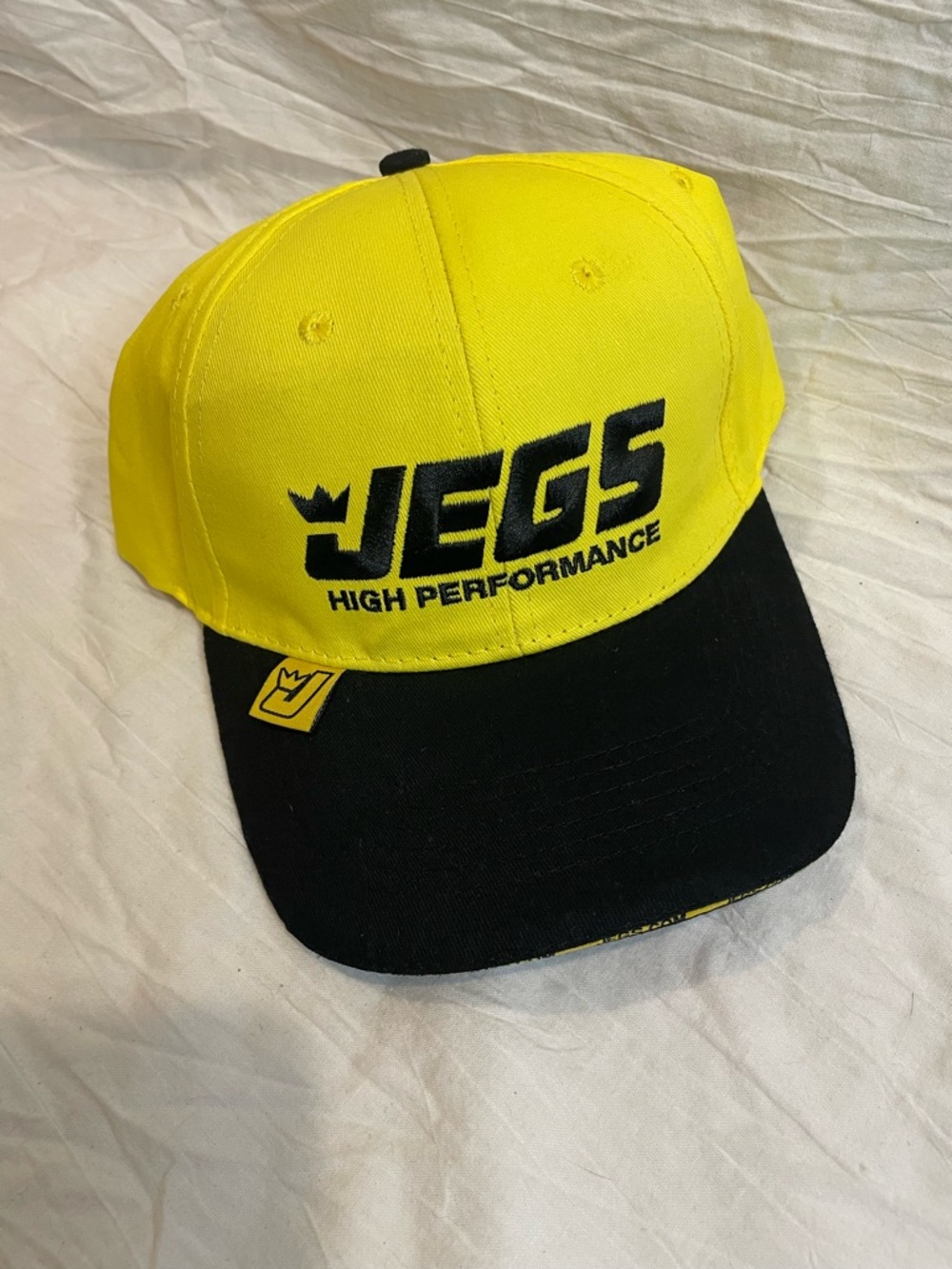 JEGS High Performance Snapback Hat Neon Yellow Black Racing Cap